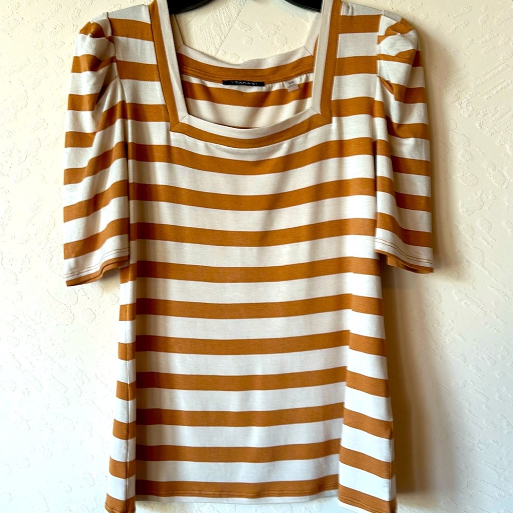 Tahari Striped Square Neckline Top